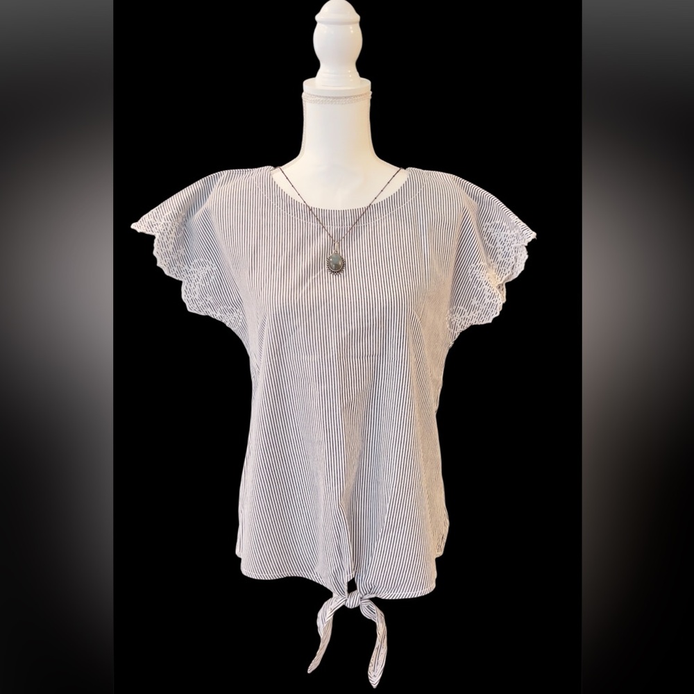 St John’s Bay Striped Lace Sleeve Blouse